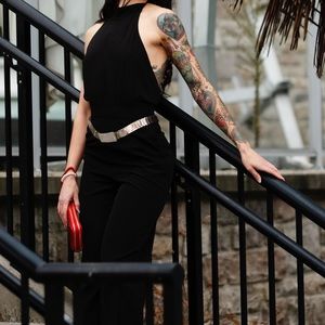 Black backless  jumpsuit